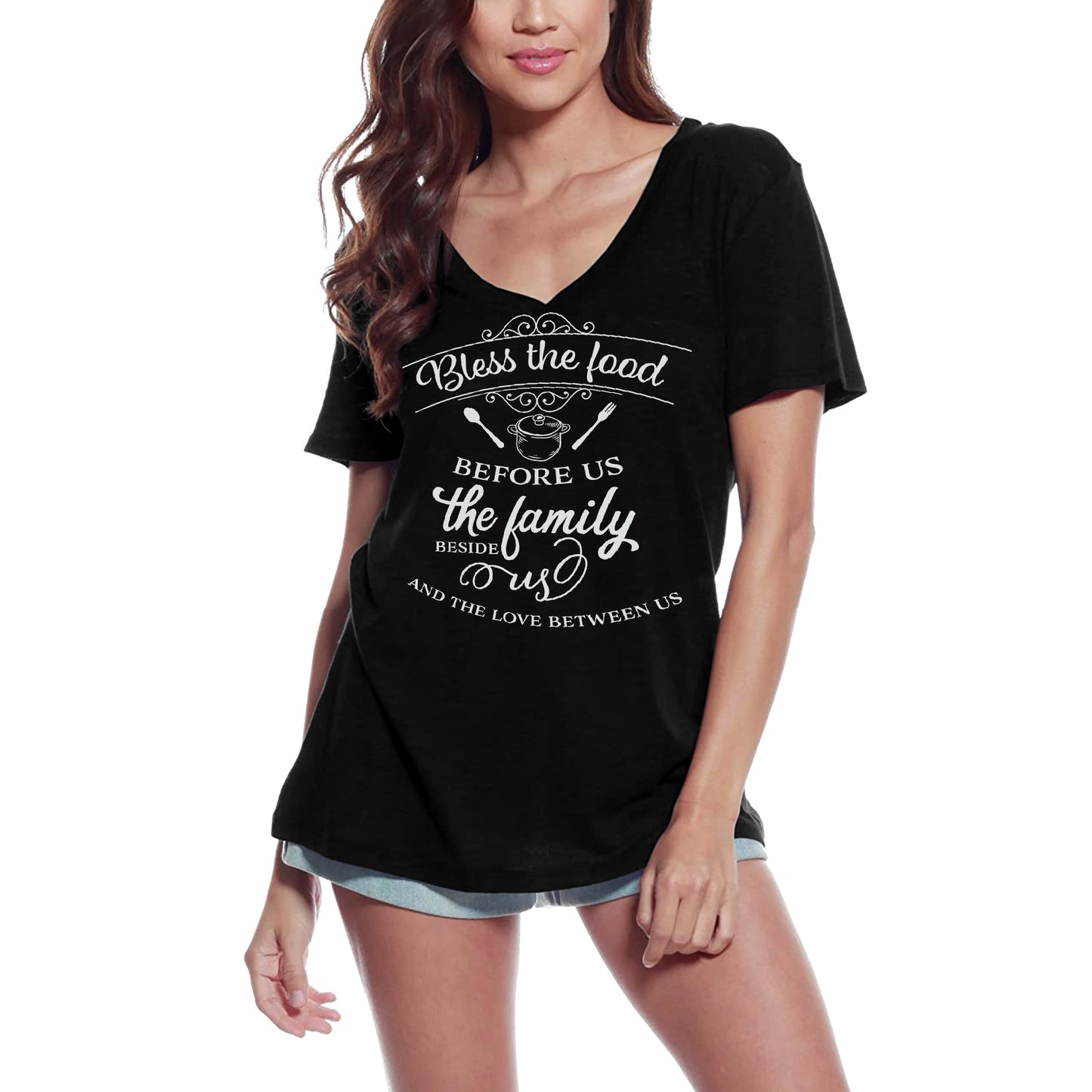 ULTRABASIC Women's T-Shirt Bless the Food - Short Sleeve Tee Shirt Tops