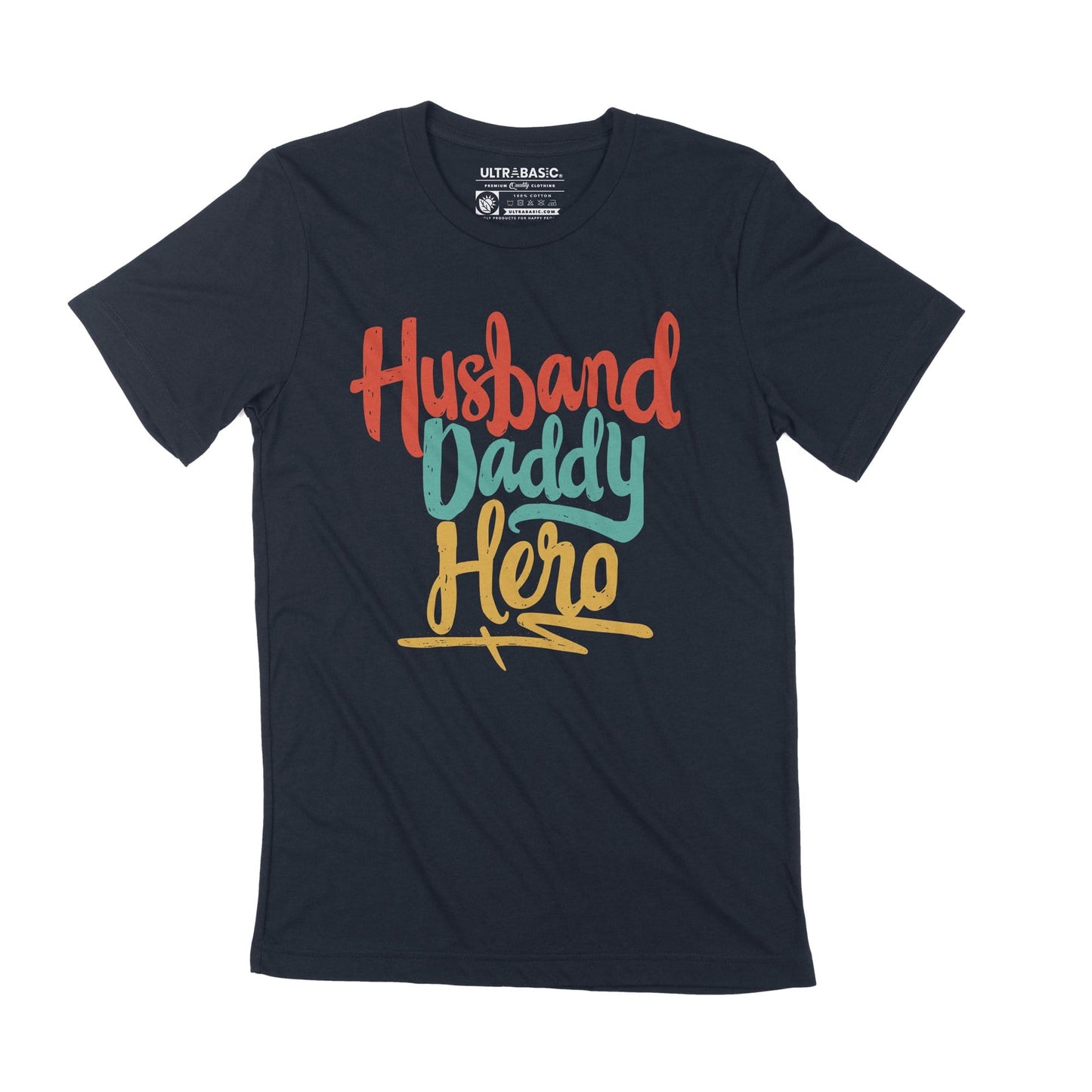 ULTRABASIC Men's T-Shirt Husband Daddy Hero Funny Father's Day Vintage Casual Gift