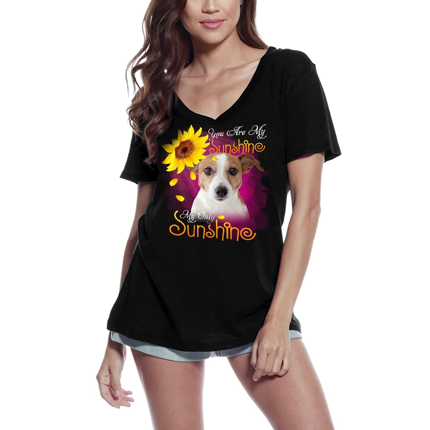 ULTRABASIC Women's V-Neck T-Shirt My Only Sunshine - Jack Russell Terrier