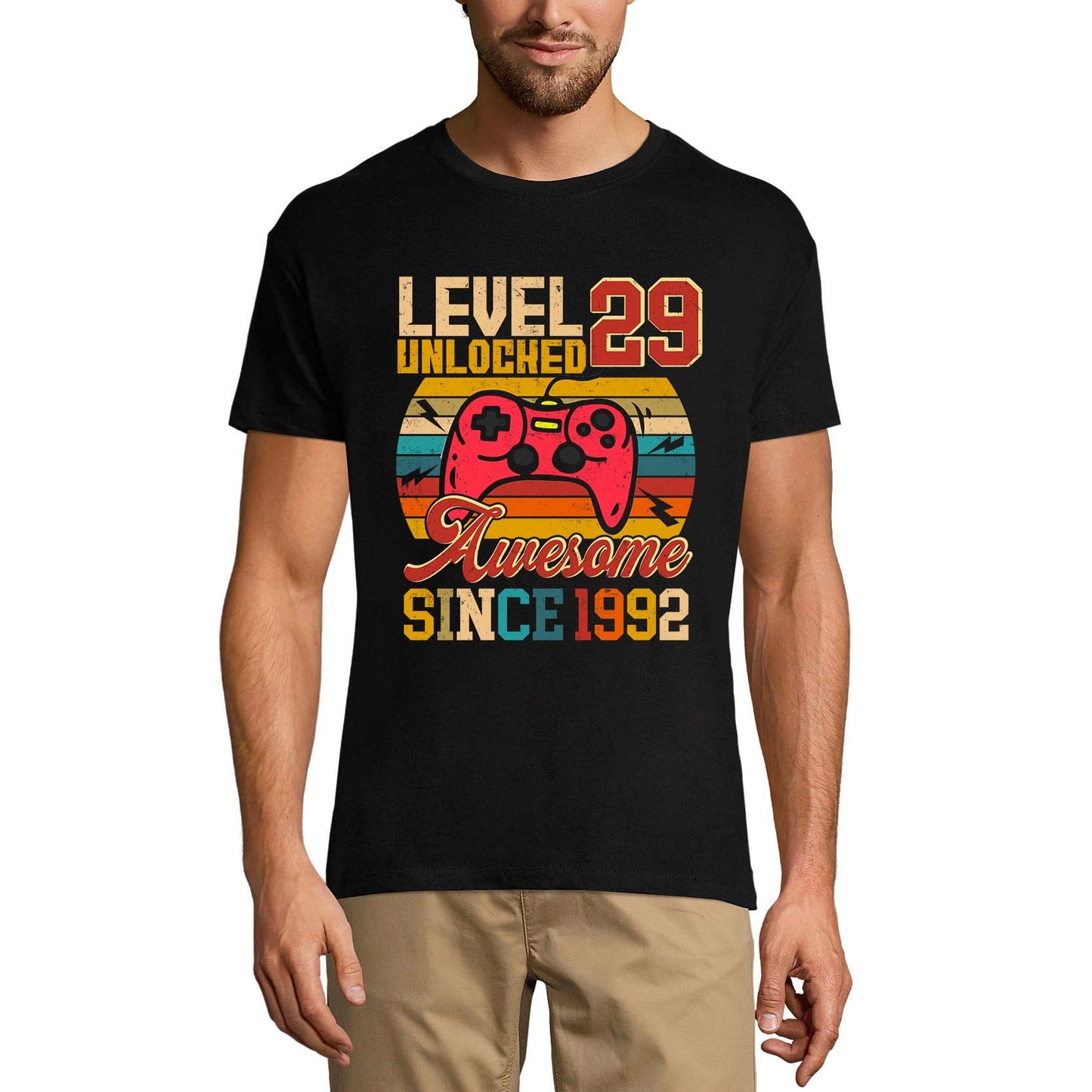 ULTRABASIC Men's Gaming T-Shirt Level 29 Unlocked - Gamer Gift Tee Shirt for 29th Birthday