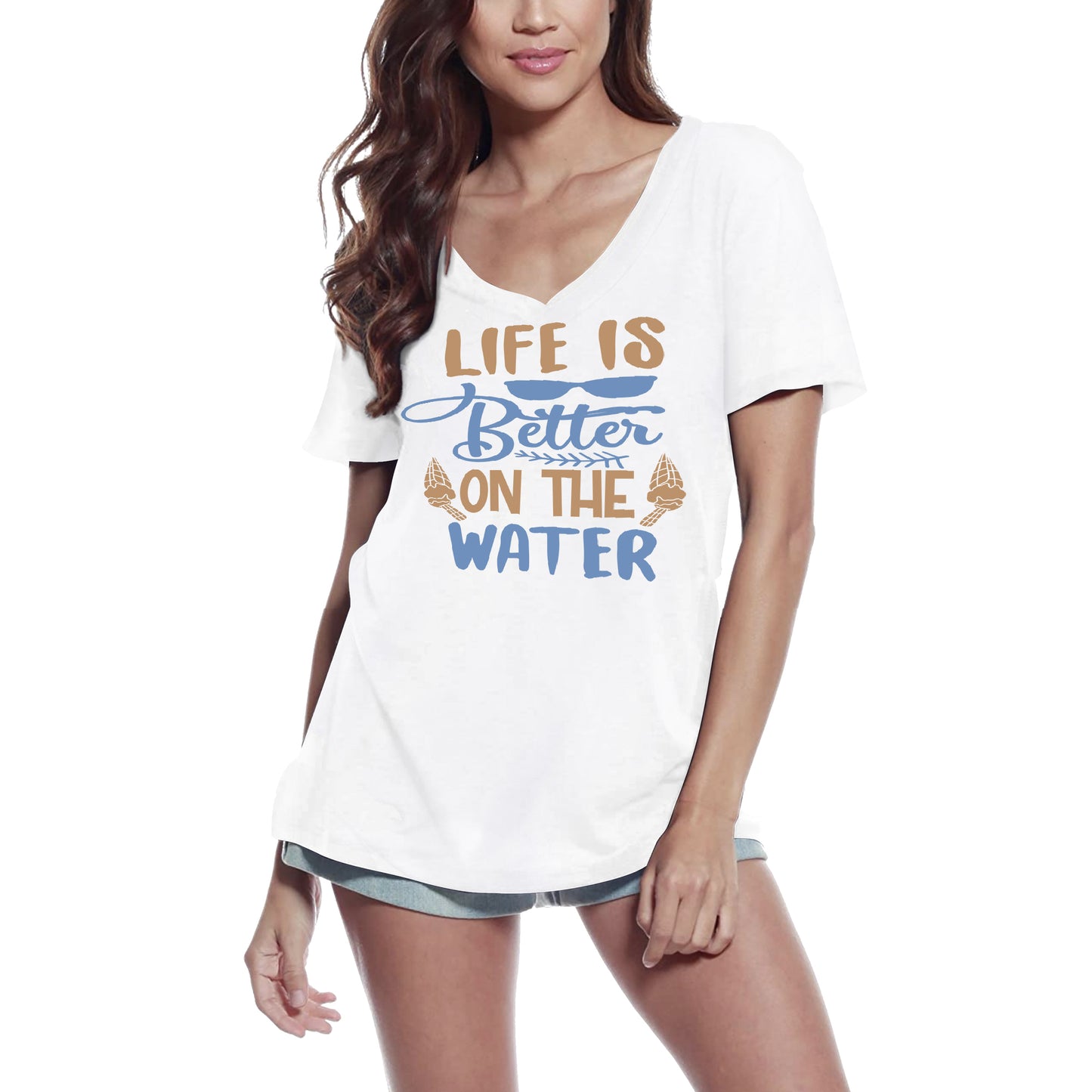ULTRABASIC Women's T-Shirt Life is Better on the Water - Short Sleeve Tee Shirt Tops