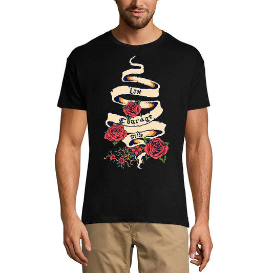 ULTRABASIC Men's Graphic T-Shirt Love Courage Pride - Roses Saying Shirt for Men
