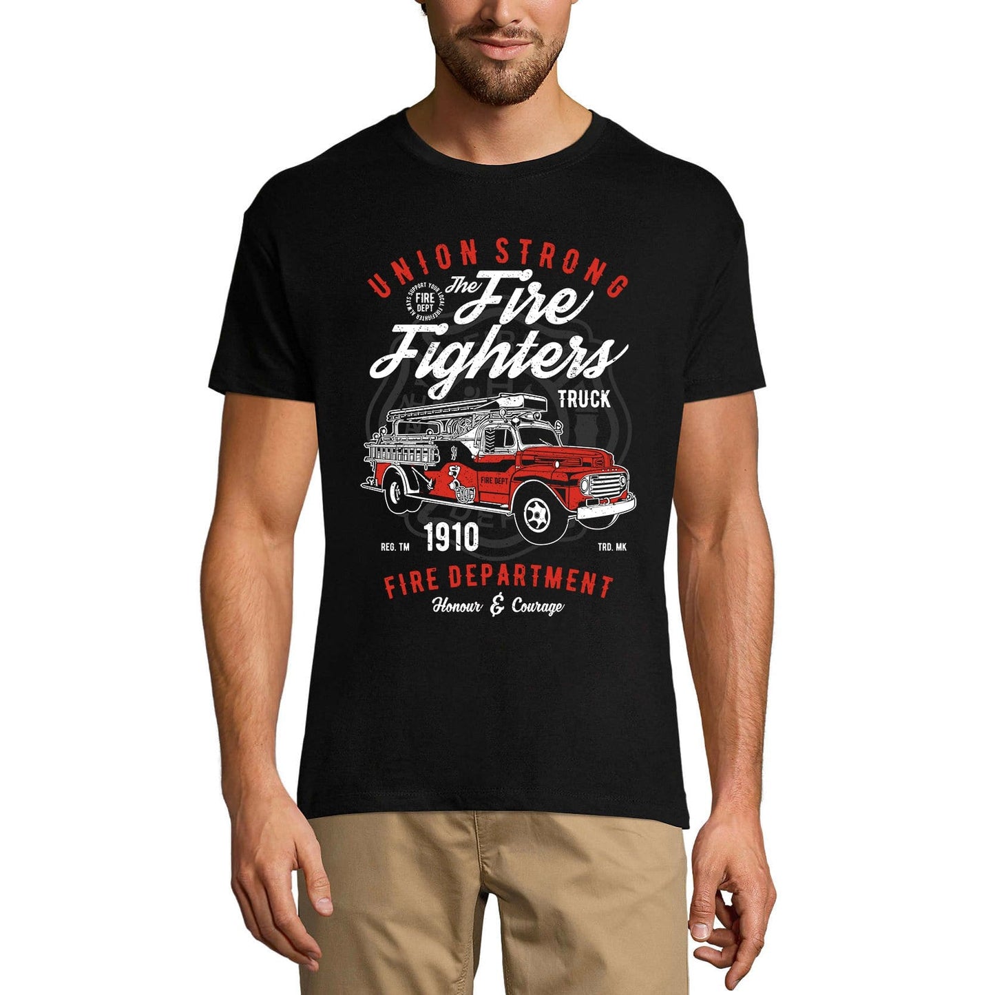 ULTRABASIC Men's T-Shirt Union Strong Fire Fighter Department - Honour and Courage Tee Shirt