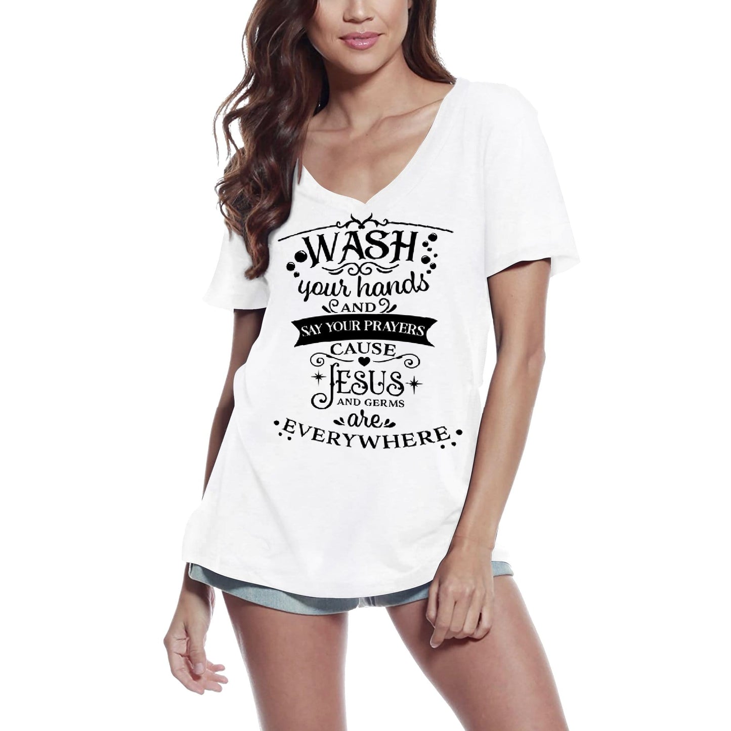 ULTRABASIC Women's T-Shirt Wash You Hands and Say Your Prayers Tee Shirt Tops