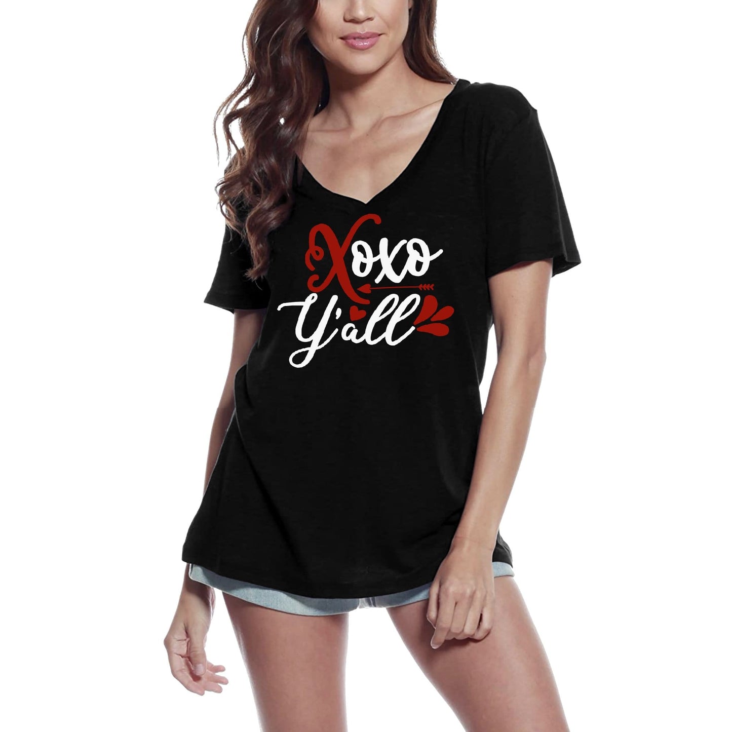 ULTRABASIC Women's V Neck T-Shirt Xoxo Y'all - Funny Vintage Tee Shirt