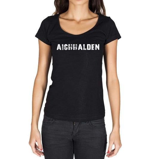 Aichhalden German Cities Black Womens Short Sleeve Round Neck T-Shirt 00002 - Casual