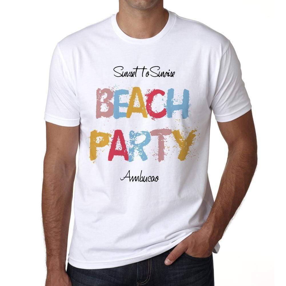 Ambucao Beach Party White Mens Short Sleeve Round Neck T-Shirt 00279 - White / S - Casual