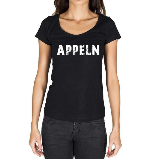 Appeln German Cities Black Womens Short Sleeve Round Neck T-Shirt 00002 - Casual