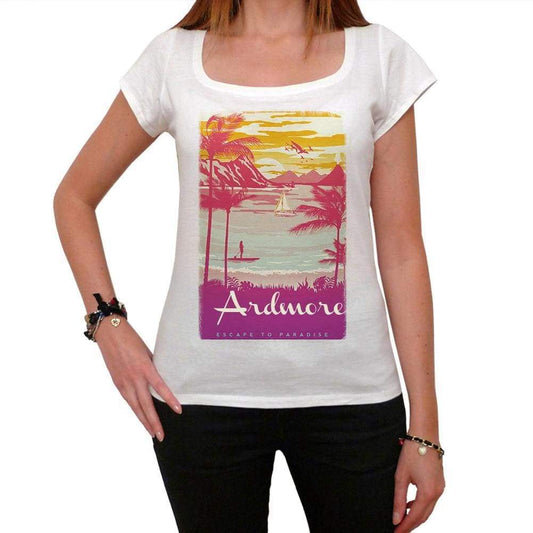 Ardmore Escape To Paradise Womens Short Sleeve Round Neck T-Shirt 00280 - White / Xs - Casual