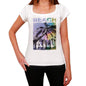 Arica Beach Name Palm White Womens Short Sleeve Round Neck T-Shirt 00287 - White / Xs - Casual