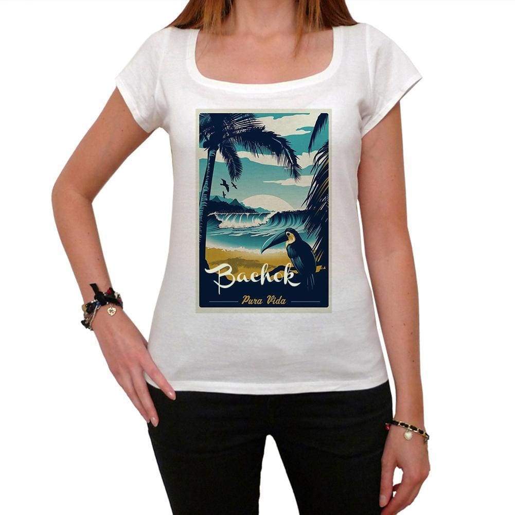 Bachok Pura Vida Beach Name White Womens Short Sleeve Round Neck T-Shirt 00297 - White / Xs - Casual