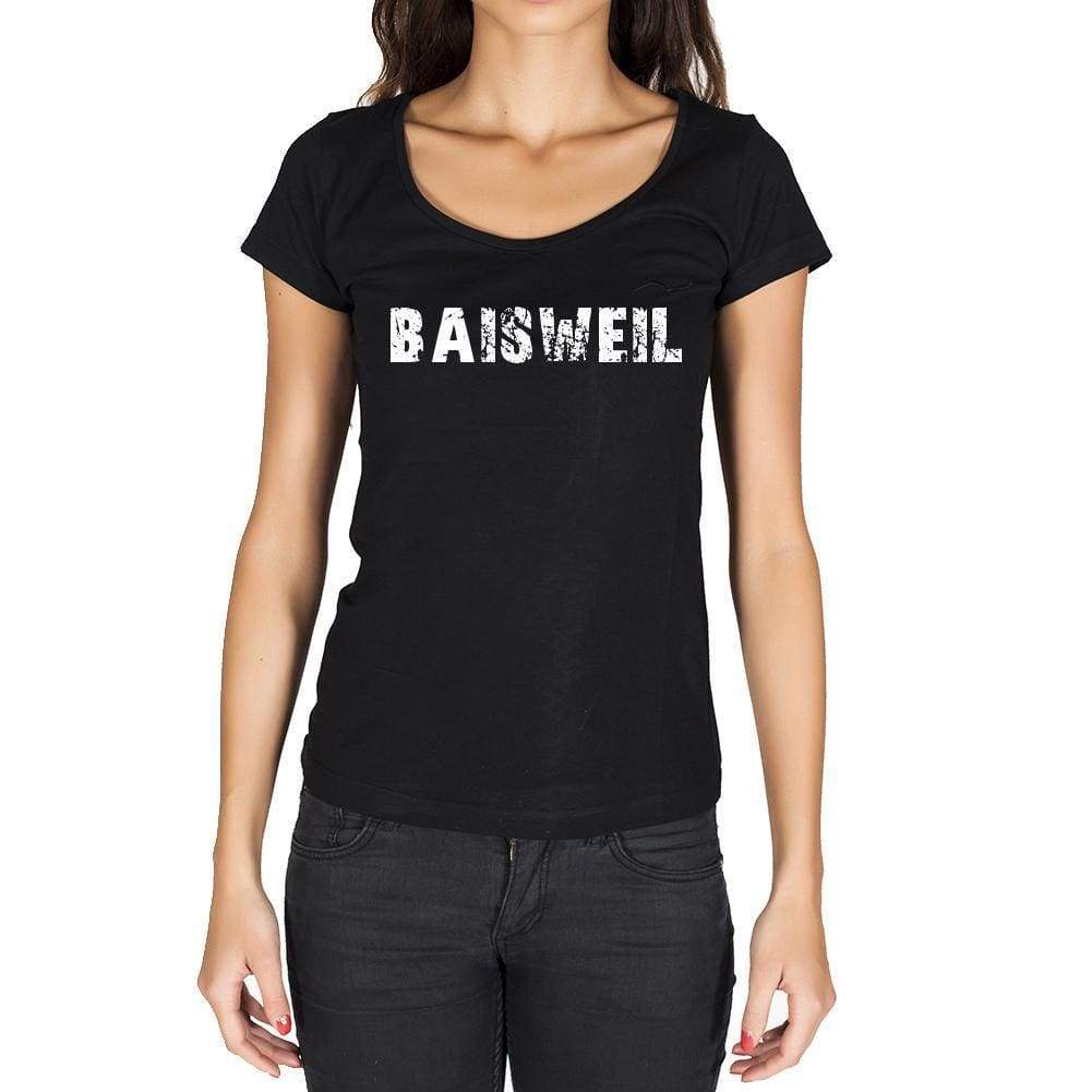 Baisweil German Cities Black Womens Short Sleeve Round Neck T-Shirt 00002 - Casual