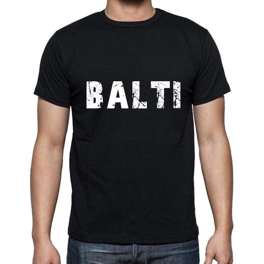 Balti Mens Short Sleeve Round Neck T-Shirt 5 Letters Black Word 00006 - Casual