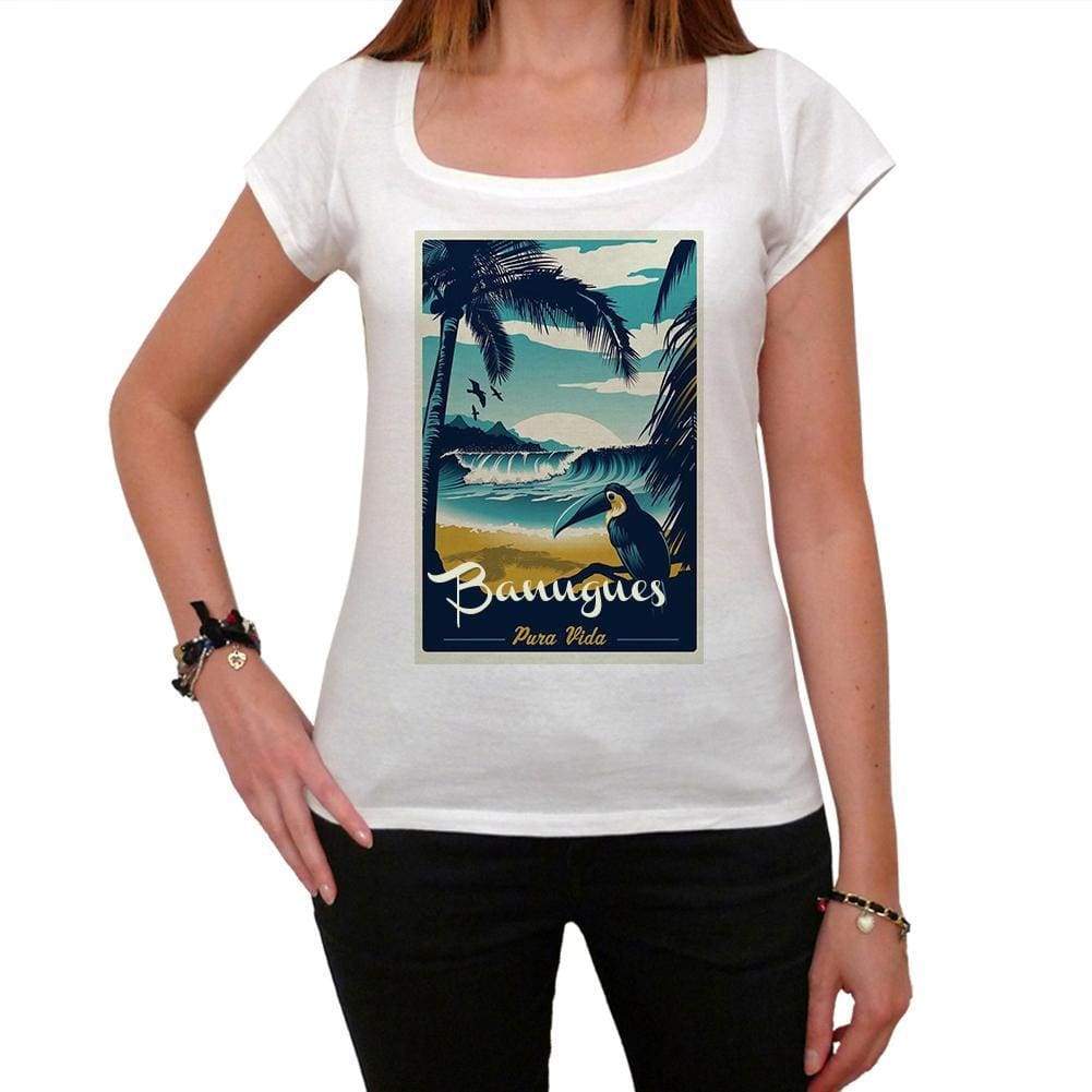 Banugues Pura Vida Beach Name White Womens Short Sleeve Round Neck T-Shirt 00297 - White / Xs - Casual