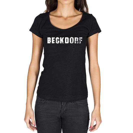Beckdorf German Cities Black Womens Short Sleeve Round Neck T-Shirt 00002 - Casual