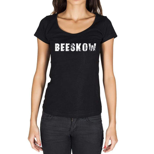 Beeskow German Cities Black Womens Short Sleeve Round Neck T-Shirt 00002 - Casual