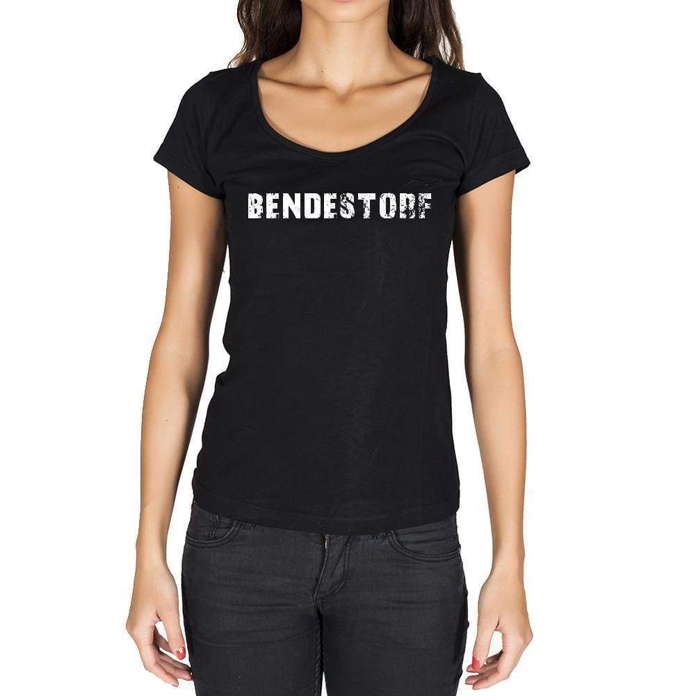 Bendestorf German Cities Black Womens Short Sleeve Round Neck T-Shirt 00002 - Casual