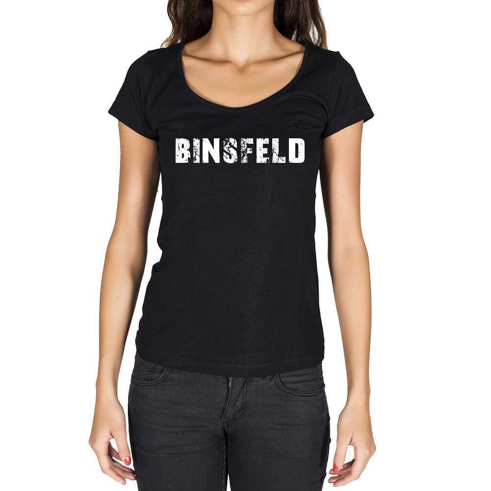 Binsfeld German Cities Black Womens Short Sleeve Round Neck T-Shirt 00002 - Casual