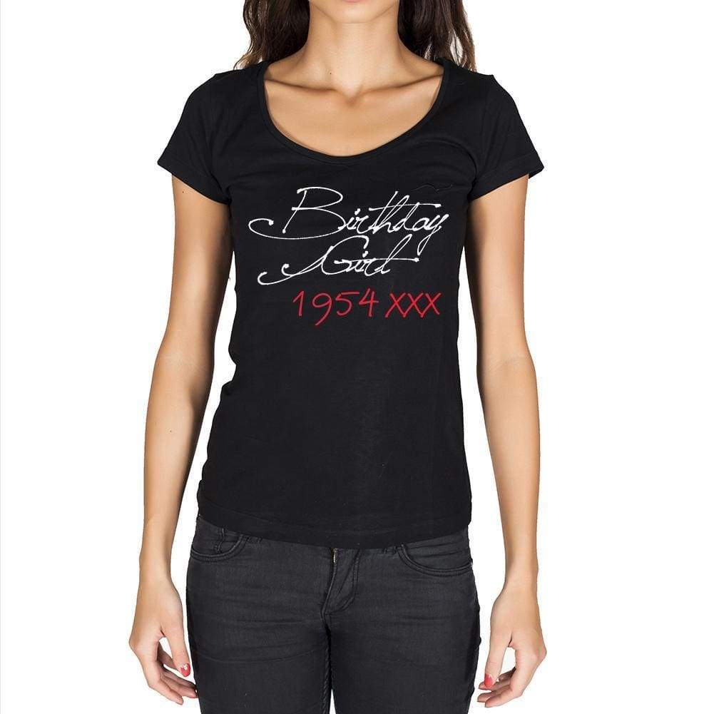 Birthday Girl 1954 Black Womens Short Sleeve Round Neck T-Shirt 00099 - Black / Xs - Casual