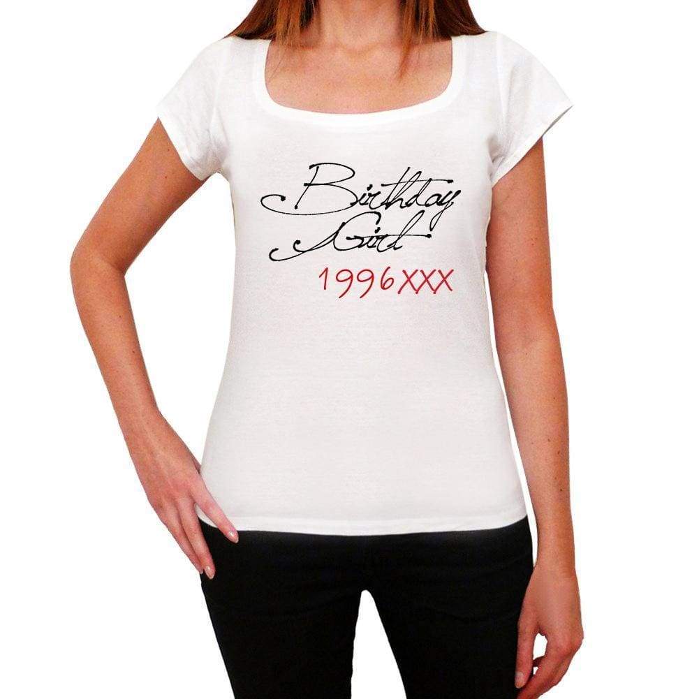 Birthday Girl 1996 White Womens Short Sleeve Round Neck T-Shirt 00101 - White / Xs - Casual