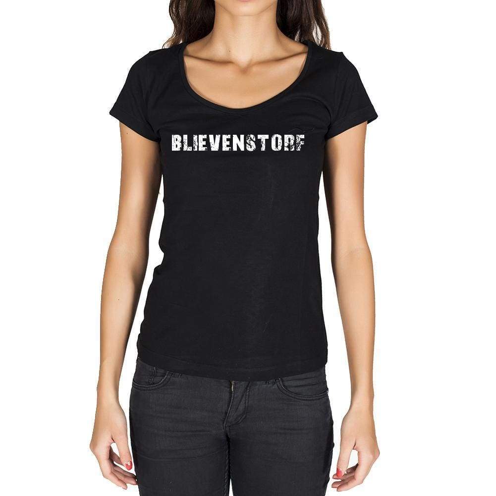 Blievenstorf German Cities Black Womens Short Sleeve Round Neck T-Shirt 00002 - Casual