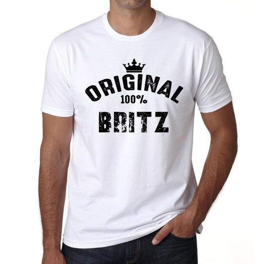 Britz 100% German City White Mens Short Sleeve Round Neck T-Shirt 00001 - Casual