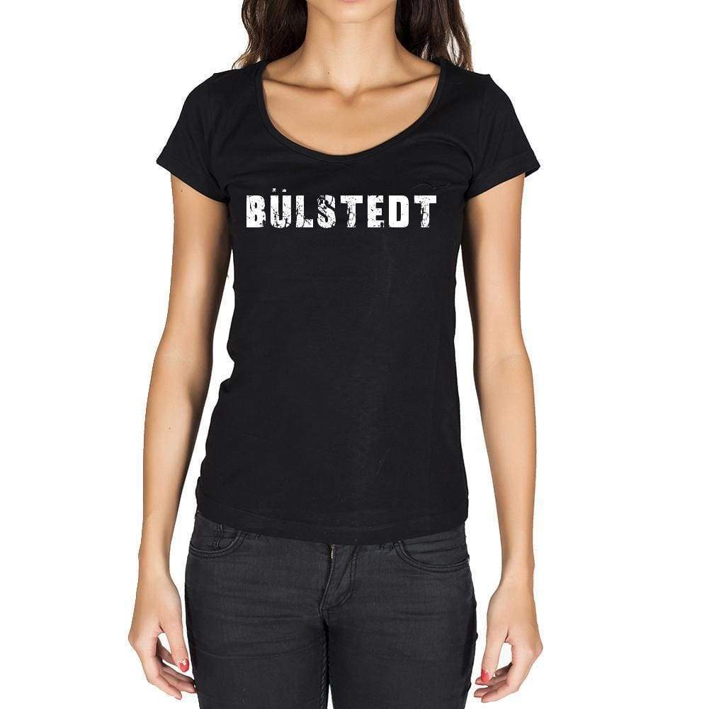 Bülstedt German Cities Black Womens Short Sleeve Round Neck T-Shirt 00002 - Casual