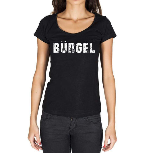 Bürgel German Cities Black Womens Short Sleeve Round Neck T-Shirt 00002 - Casual