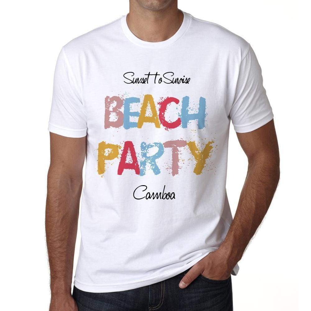 Camboa Beach Party White Mens Short Sleeve Round Neck T-Shirt 00279 - White / S - Casual