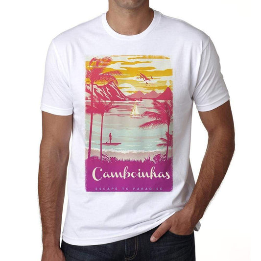 Camboinhas Escape To Paradise White Mens Short Sleeve Round Neck T-Shirt 00281 - White / S - Casual