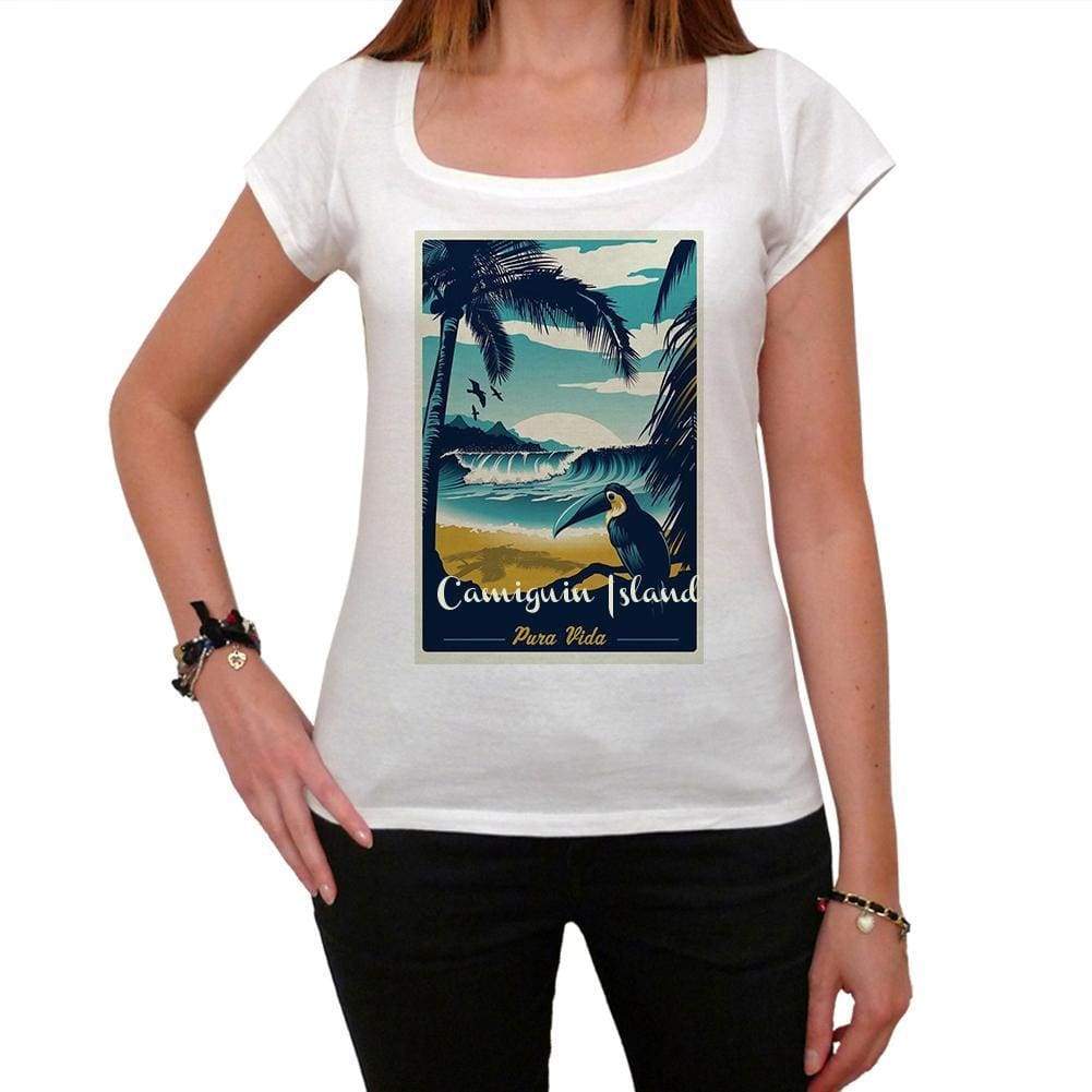 Camiguin Island Pura Vida Beach Name White Womens Short Sleeve Round Neck T-Shirt 00297 - White / Xs - Casual