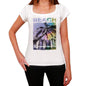 Campomoro Beach Name Palm White Womens Short Sleeve Round Neck T-Shirt 00287 - White / Xs - Casual