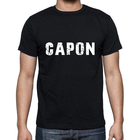 Capon Mens Short Sleeve Round Neck T-Shirt 5 Letters Black Word 00006 - Casual
