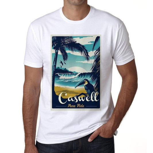 Caswell Pura Vida Beach Name White Mens Short Sleeve Round Neck T-Shirt 00292 - White / S - Casual