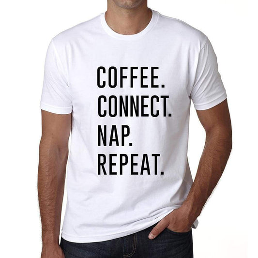 Coffee Connect Nap Repeat Mens Short Sleeve Round Neck T-Shirt 00058 - White / S - Casual
