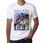 Culdaff Beach Palm White Mens Short Sleeve Round Neck T-Shirt - White / S - Casual