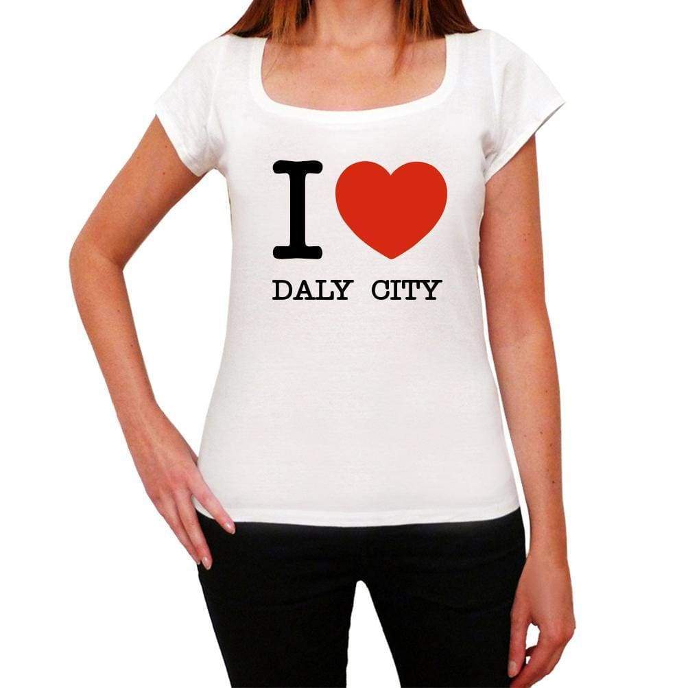 Daly City I Love Citys White Womens Short Sleeve Round Neck T-Shirt 00012 - White / Xs - Casual