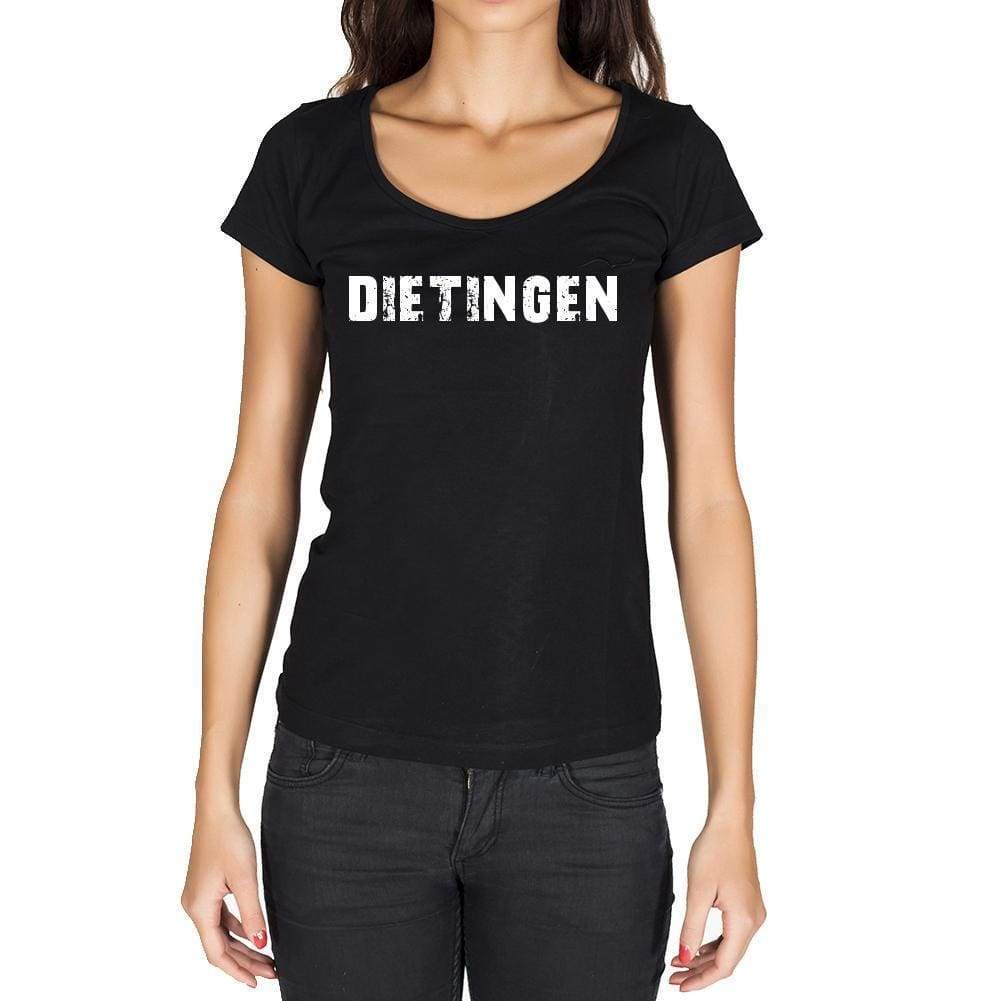 Dietingen German Cities Black Womens Short Sleeve Round Neck T-Shirt 00002 - Casual
