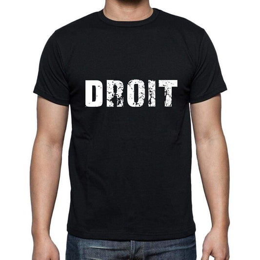 Droit Mens Short Sleeve Round Neck T-Shirt 5 Letters Black Word 00006 - Casual