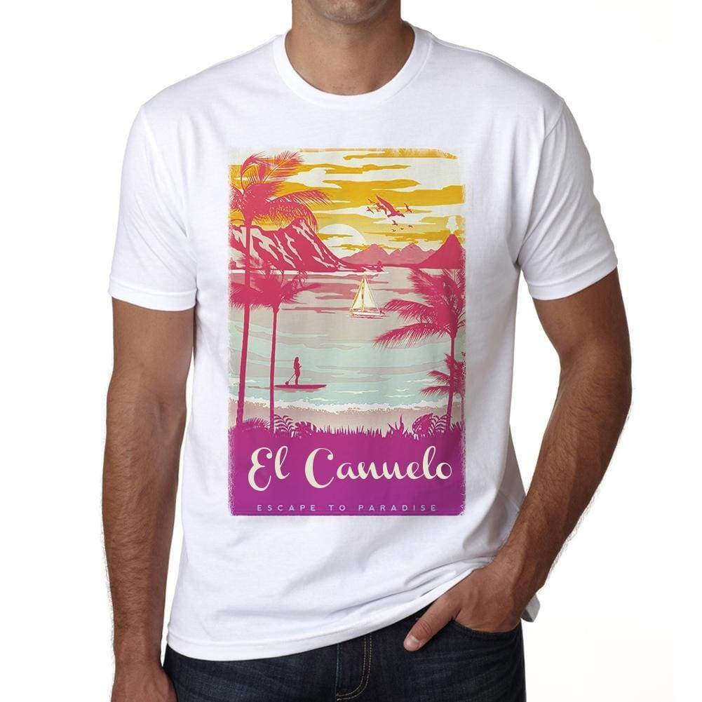 El Canuelo Escape To Paradise White Mens Short Sleeve Round Neck T-Shirt 00281 - White / S - Casual