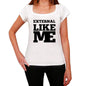 External Like Me White Womens Short Sleeve Round Neck T-Shirt 00056 - White / Xs - Casual