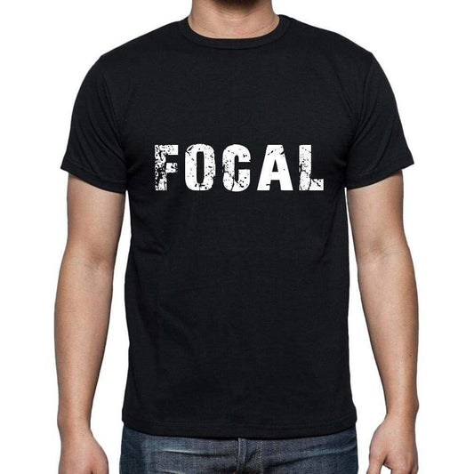Focal Mens Short Sleeve Round Neck T-Shirt 5 Letters Black Word 00006 - Casual