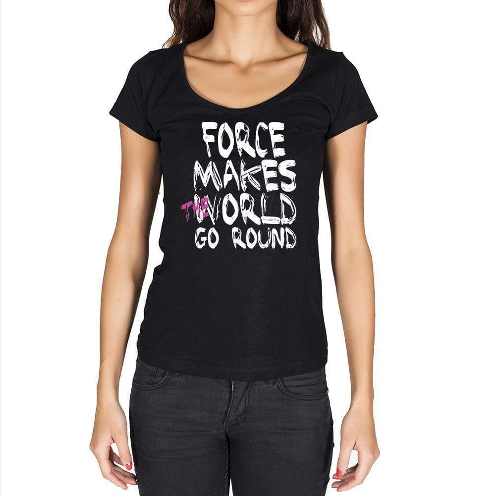 Force World Goes Round Womens Short Sleeve Round Neck T-Shirt 00081 - Black / Xs - Casual