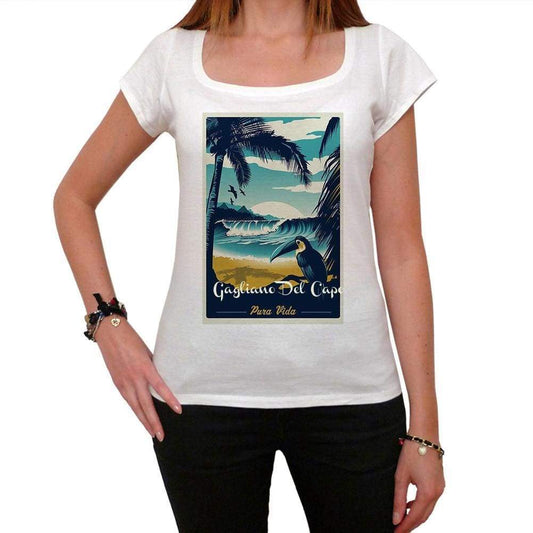 Gagliano Del Capo Pura Vida Beach Name White Womens Short Sleeve Round Neck T-Shirt 00297 - White / Xs - Casual