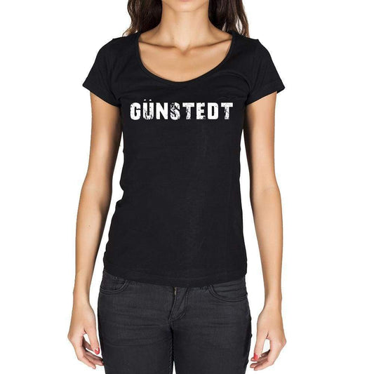 Günstedt German Cities Black Womens Short Sleeve Round Neck T-Shirt 00002 - Casual