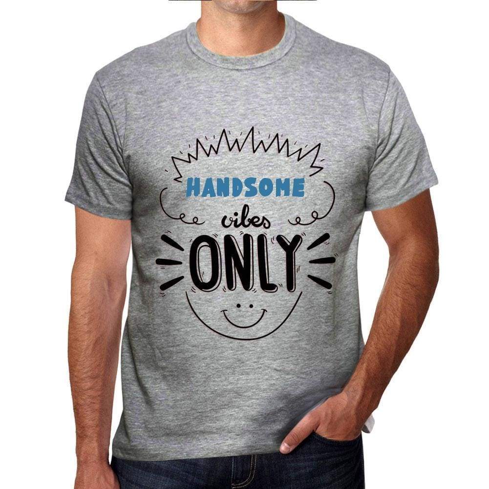 Handsome Vibes Only Grey Mens Short Sleeve Round Neck T-Shirt Gift T-Shirt 00300 - Grey / S - Casual