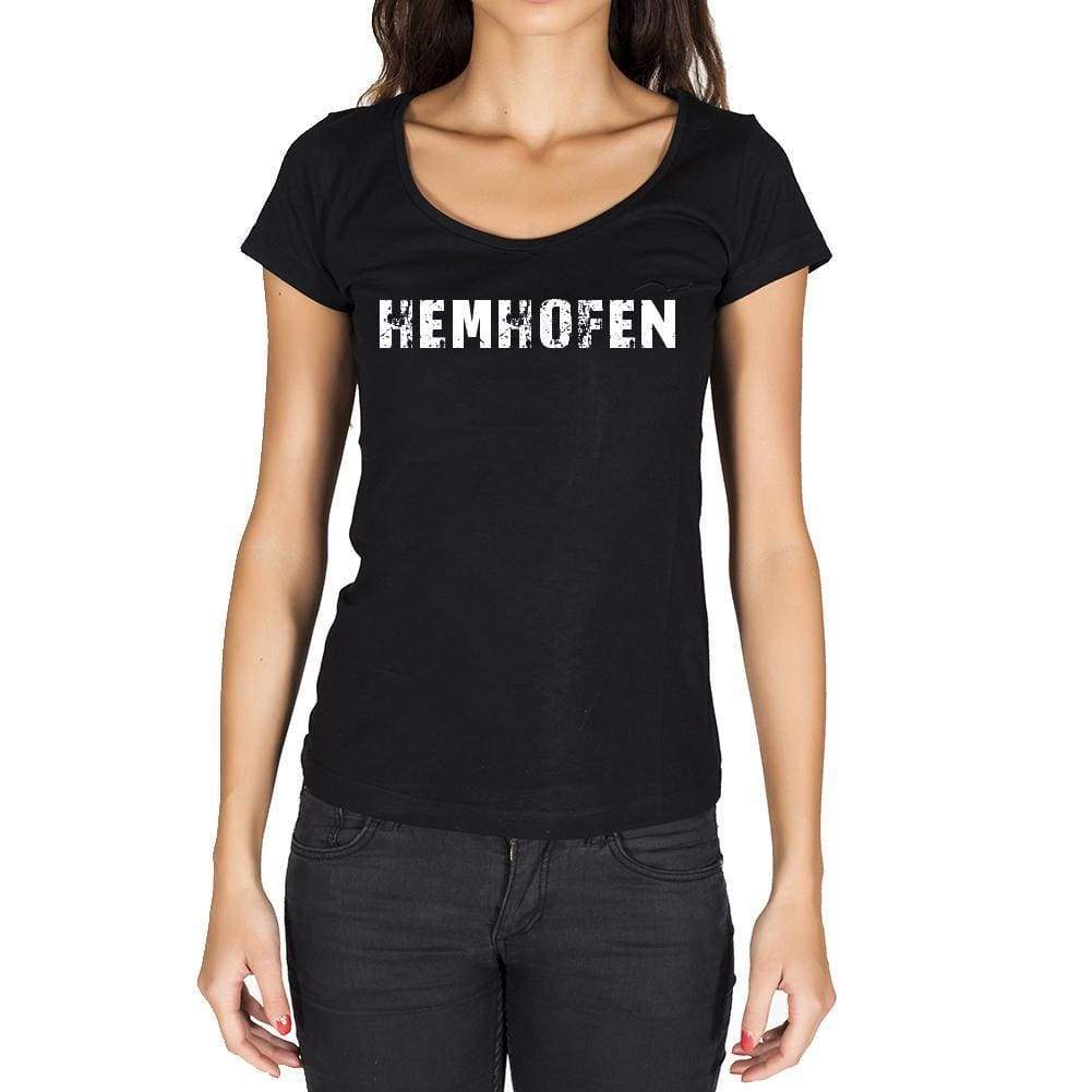 Hemhofen German Cities Black Womens Short Sleeve Round Neck T-Shirt 00002 - Casual