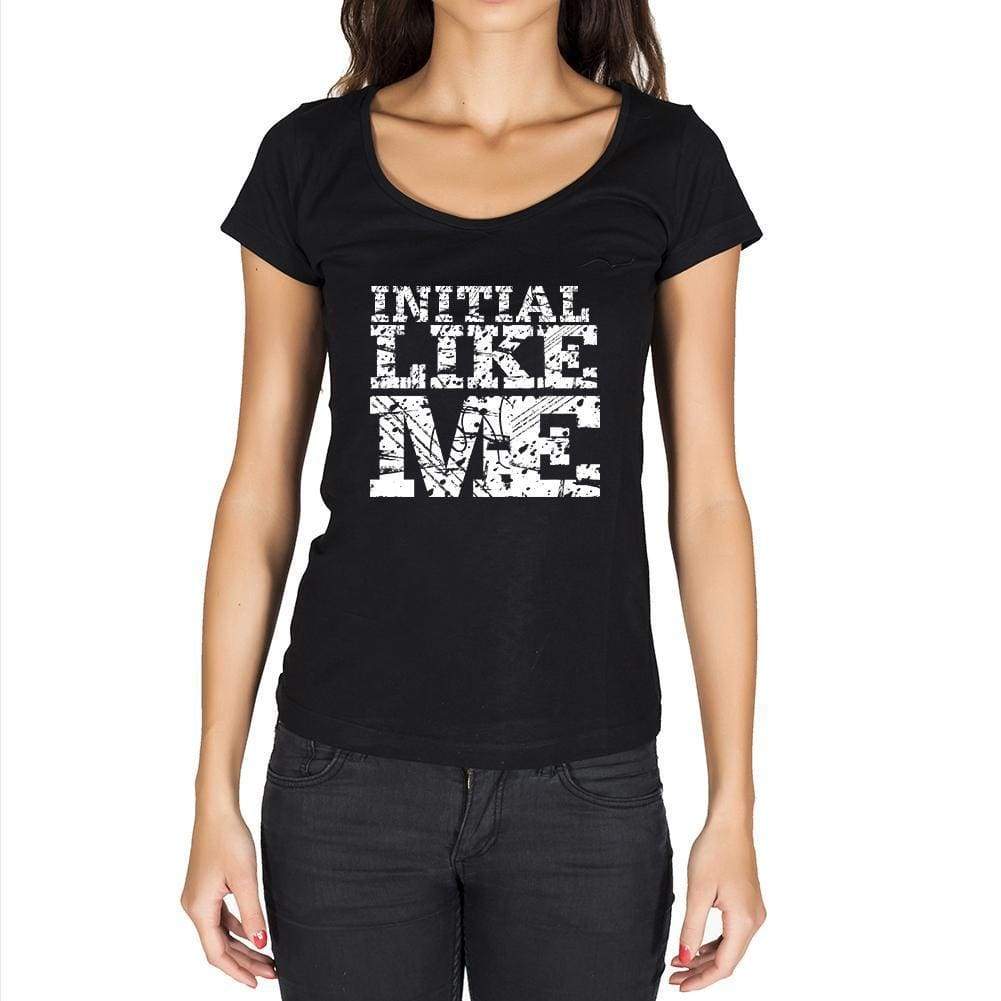 Initial Like Me Black Womens Short Sleeve Round Neck T-Shirt - Black / Xs - Casual