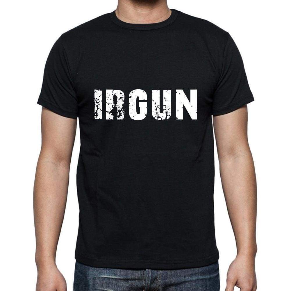 Irgun Mens Short Sleeve Round Neck T-Shirt 5 Letters Black Word 00006 - Casual