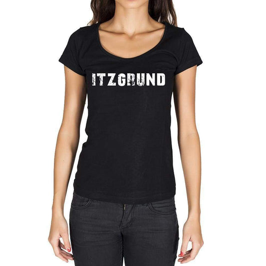 Itzgrund German Cities Black Womens Short Sleeve Round Neck T-Shirt 00002 - Casual